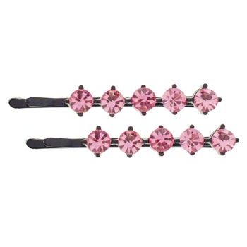 Karen Marie - Large Crystal Bobby Pins - Pink/Black (Set of 2)