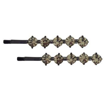 Karen Marie - Large Crystal Bobby Pins - Smoke/Black (Set of 2)