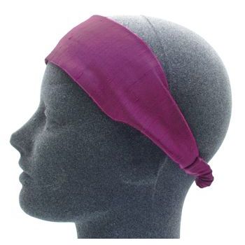 L. Erickson USA - Wide Headband w/ Elastic - Dupioni Silk - Sangria