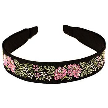 L. Erickson USA - Ribbon Headband - Rose Garland - Pink/Black