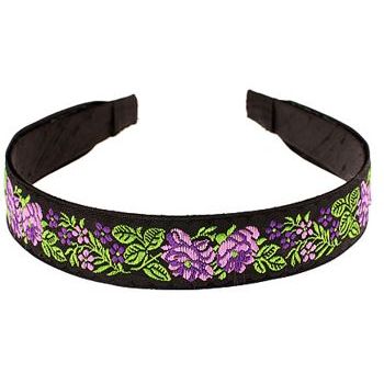 L. Erickson USA - Ribbon Headband - Rose Garland - Purple/Black