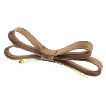 L. Erickson USA - Small Charmeuse Couture Bow Barrette - Mocha