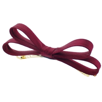 L. Erickson USA - Small Charmeuse Couture Bow Barrette - Cabernet