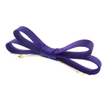 L. Erickson USA - Small Charmeuse Couture Bow Barrette - Purple