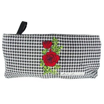 LuLu Guinness - Houndstooth Rose Embellished Flat Zip Case - Umbrella (1)