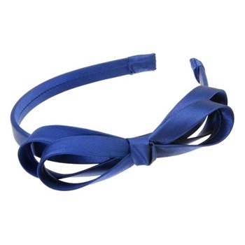 L. Erickson USA - Double Loop Bow Headband - 100% Dupioni Silk - Cornflower