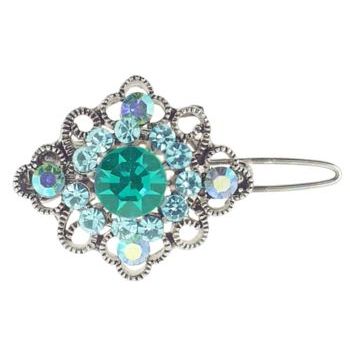 Karen Marie - Small Antique Crystal Barrette - Aqua