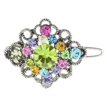 Karen Marie - Small Antique Crystal Barrette - Rainbow