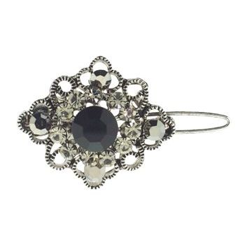 Karen Marie - Small Antique Crystal Barrette - Black