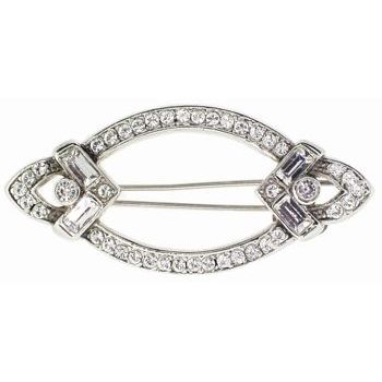 Lee Angel - Silver Pave Oval Triangle Stone Hair Clip - Silver w/ Swarovski Crystals