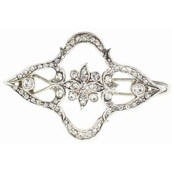 Lee Angel - Single Flower Hair Clip - Silver w/ Swarovski Crystals