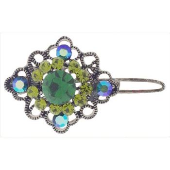 Karen Marie - Small Antique Crystal Barrette - Peridot