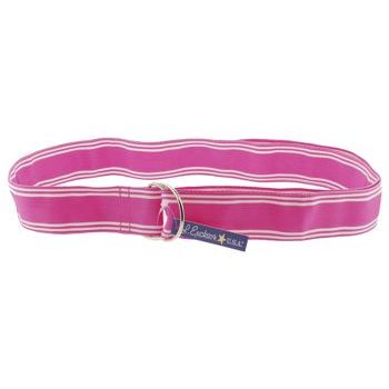 L. Erickson USA - Varsity Ribbon Belt - 1 1/4inch Wide - Fuchsia w/White Stripes