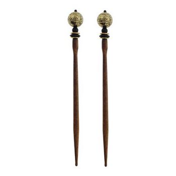 Mei Fa - Hairstyx - Lace Gold - Long Hairsticks - (Set of 2)