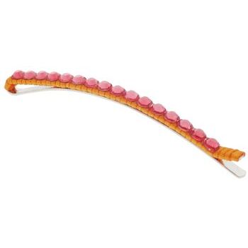 Lisa Freede - Large Silk Wrapped Bobbi Pin - Orange w/Pink Swarovski Crystals (1)