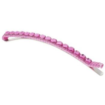 Lisa Freede - Large Silk Wrapped Bobbi Pin - Pink w/Pink Swarovski Crystals (1)
