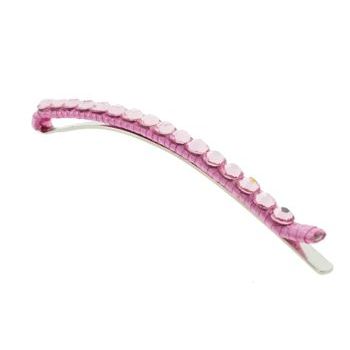Lisa Freede - Large Silk Wrapped Bobbi Pin - Pink w/Rose Swarovski Crystals (1)