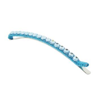 Lisa Freede - Large Silk Wrapped Bobbi Pin - Aqua w/Aqua Swarovski Crystals (1)