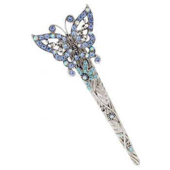 Karen Marie - Antique Butterfly & Crystal Jaw - Blue (1)