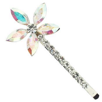 Karen Marie - Marquis Crystal Flower Large Bobby Pin - White AB (1)