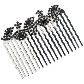 Karen Marie - Crystal Leaf Vine Comb - Onyx (1)