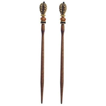 Mei Fa - Hairstyx - Legacy Gold - Long Brown Hairsticks - (Set of 2)