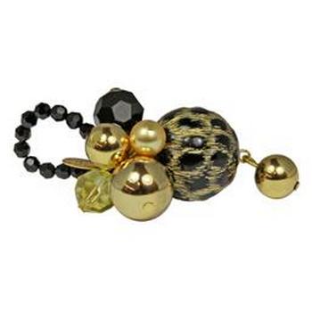 Tarina Tarantino - CocoBanana - Leopard and Metal Bead Stretch Ring with Swarovski Pearls and Crystals