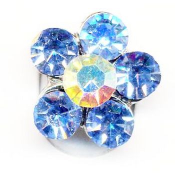 Rhinestone Flower Toe Ring - Lt Blue Sapphire