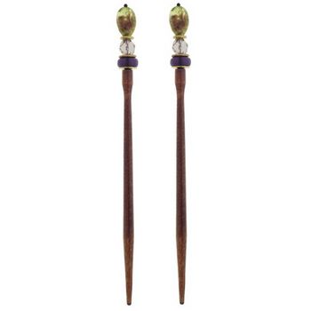 Mei Fa - Hairstyx - Lily Green - Long Brown Hairsticks - (Set of 2)