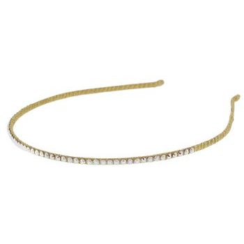 Lisa Freede - 1/8inch Ribbon Wrapped Headband w/Swarovski Crystals - Gold w/White AB (1)