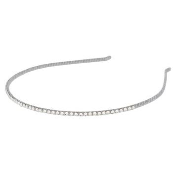 Lisa Freede - 1/8inch Ribbon Wrapped Headband w/Swarovski Crystals - Silver w/White (1)