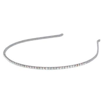 Lisa Freede - 1/8inch Ribbon Wrapped Headband w/Swarovski Crystals - Silver w/White AB (1)