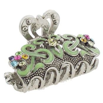 Karen Marie - Mini Enamel & Crystal Swirl Jaw - Kiwi (1)