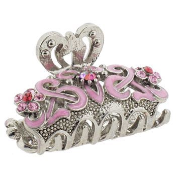 Karen Marie - Mini Enamel & Crystal Swirl Jaw - Rose (1)