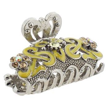 Karen Marie - Mini Enamel & Crystal Swirl Jaw - Marigold (1)