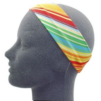 HB HairJewels - Lucy Collection - Rainbow Stretch Bandeau Headband - Orange