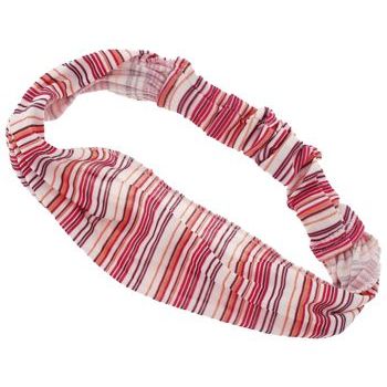 HB HairJewels - Lucy Collection - Sheer Tiny Stripe Soft Headband - White w/Red (1)
