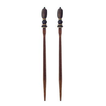 Mei Fa - Hairstyx - Lucy - Long Brown Hairsticks - (Set of 2)