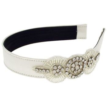 DaCee Designs - Satin 1inch Headband w/Celebrity Crystal Circle Appliques - Ivory