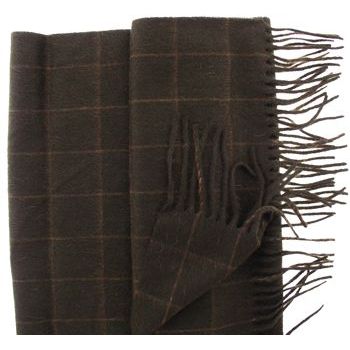 Karen Marie Men's Collection - Cashmere Classics - 100% Cashmere Windowpane Plaid Scarf - Espresso & Mahogany