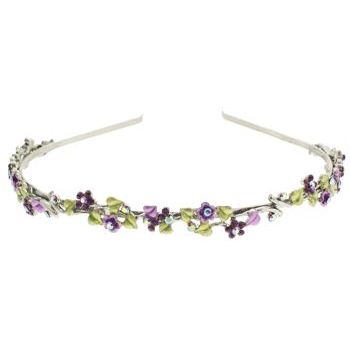 Medusa's Heirlooms - Enamel & Crystal Floral Vine Headband - Lavender & Silver