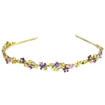 Medusa's Heirlooms - Enamel & Crystal Floral Vine Headband - Lavender & Gold