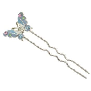 Medusa's Heirlooms - Enamel and Crystal Butterfly Chignon Pin - Blue (1)