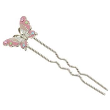 Medusa's Heirlooms - Enamel and Crystal Butterfly Chignon Pin - Pink (1)