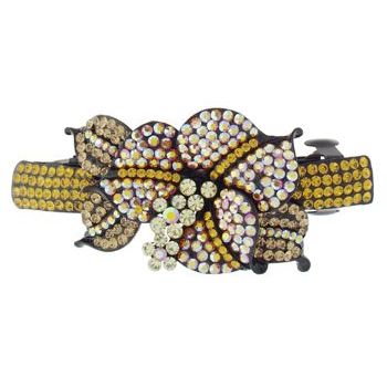 Medusa's Heirlooms - Crystal Hibiscus Automatic Barrette - Gold