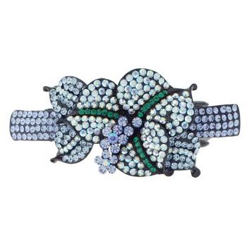 Medusa's Heirlooms - Crystal Hibiscus Automatic Barrette - Topaz/Emerald