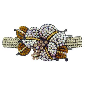 Medusa's Heirlooms - Crystal Hibiscus Automatic Barrette - Gold/Bronze