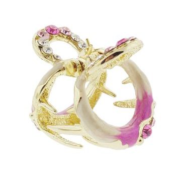 Medusa's Heirlooms - Crystal and Enamel O-Ring Claw - Pink Sapphire