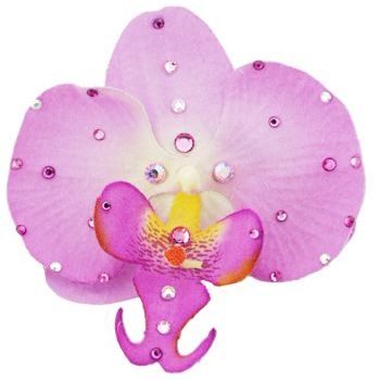 Michelle Roy - Medium Silk Orchid Clip - Lavender w/Swarovski Crystal Accents