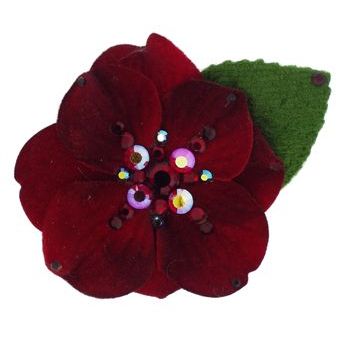 Michelle Roy - Mini Flower Clip - Ruby Red w/Swarovski Crystal Accents